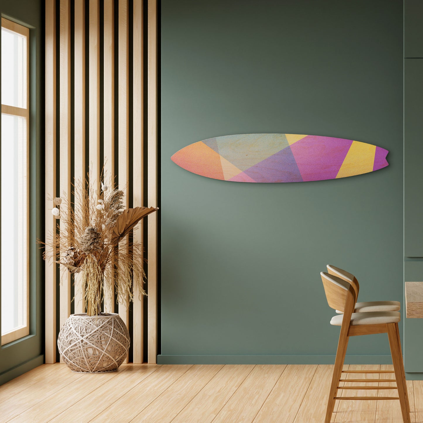 BRIGHT GEOMETRY Decorative Plywood Surfboard