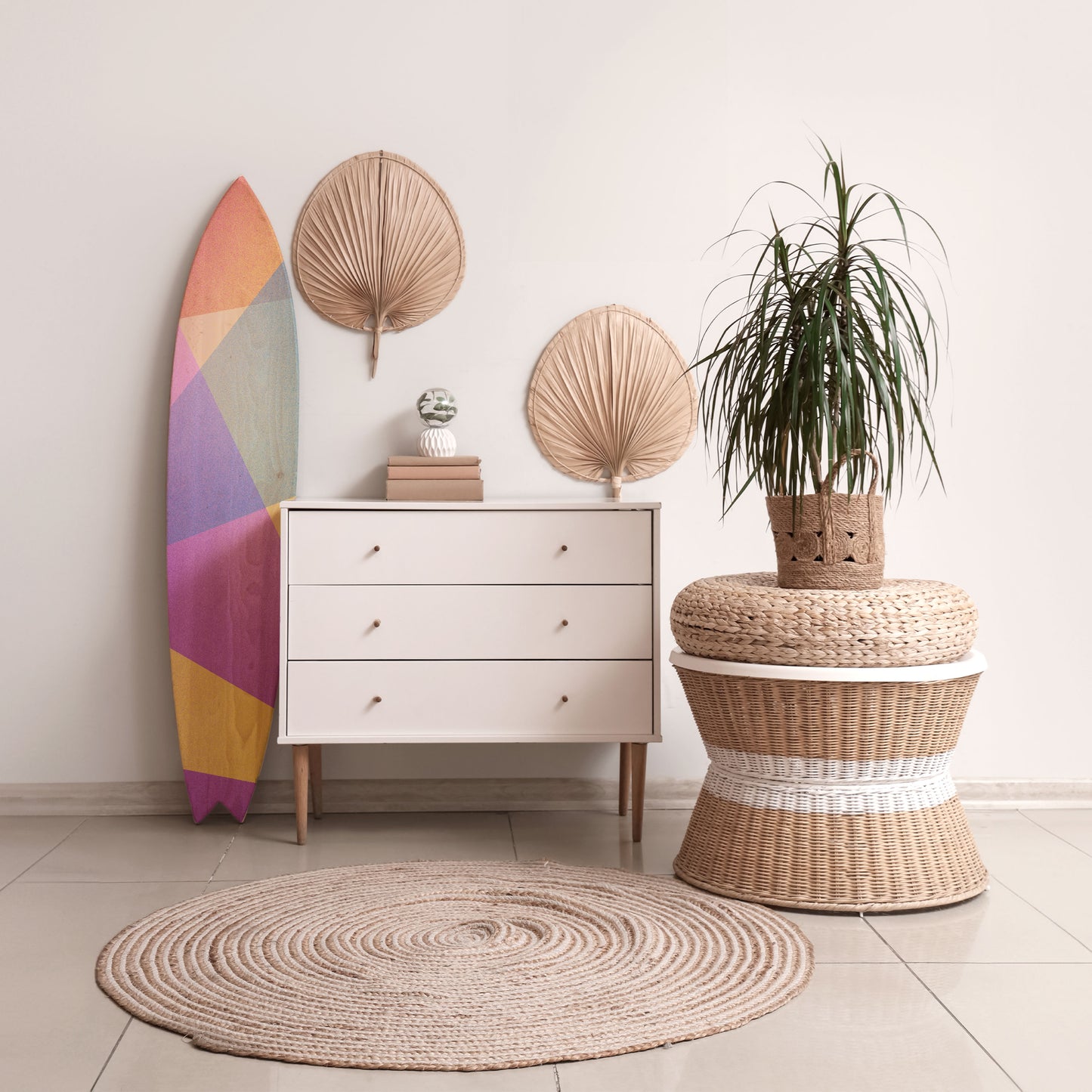 BRIGHT GEOMETRY Decorative Plywood Surfboard