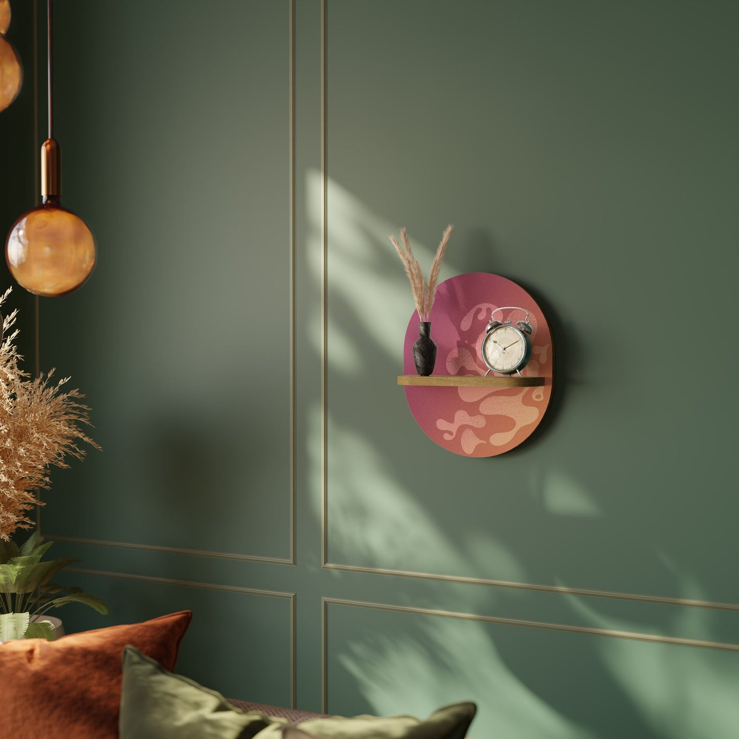 Mensola ovale IRREGOLARE ROSA in effetto rovere