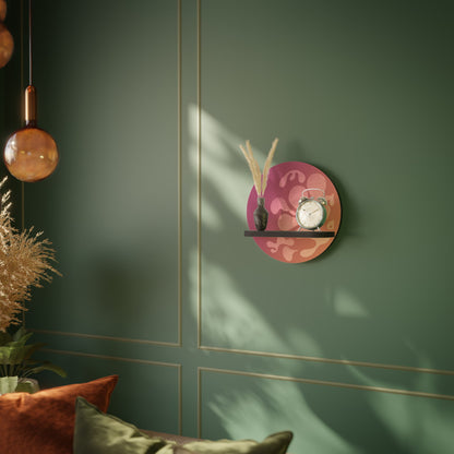 IRREGULAR PINK Round Art Shelf In Black Finish