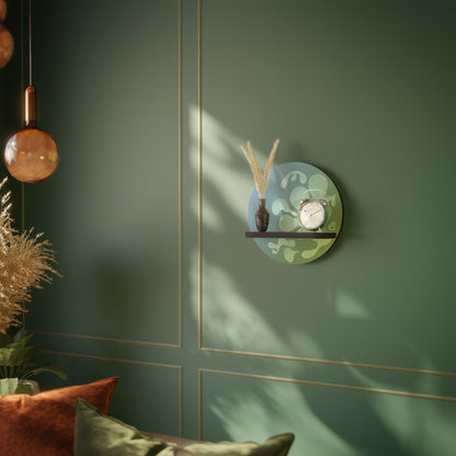 IRREGULAR BLUE Round Art Shelf In Black Finish