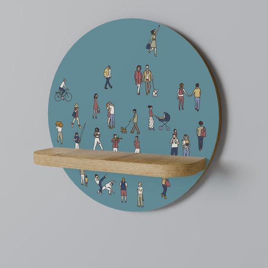 COLLECTIVE STREAM Mensola rotonda per arte in effetto rovere
