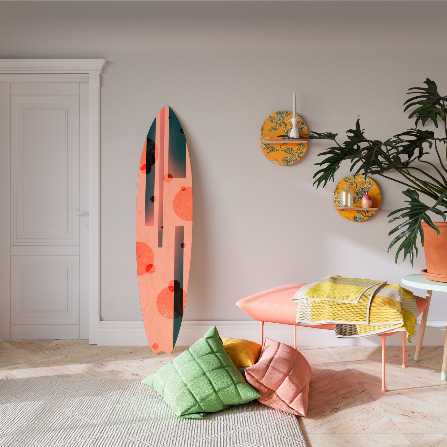 BLUSHED SPECTRUM Decorative Plywood Surfboard