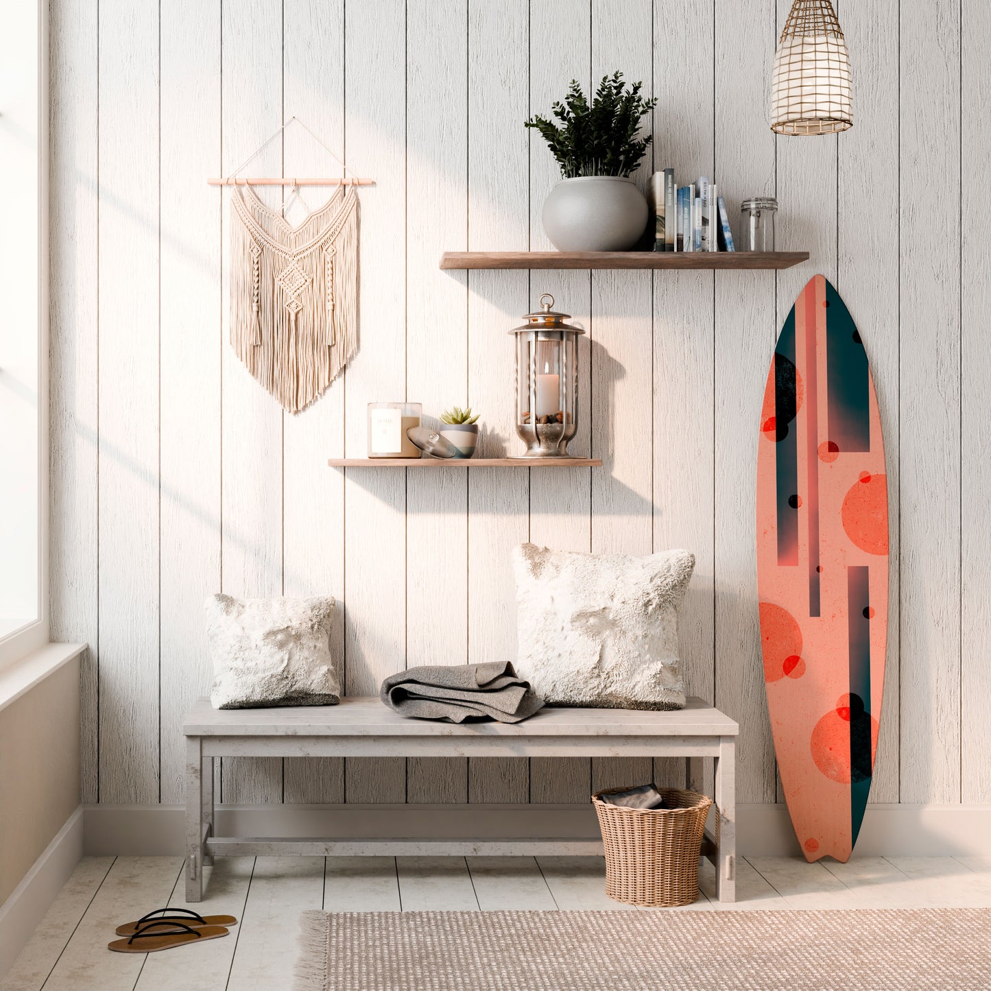 BLUSHED SPECTRUM Decorative Plywood Surfboard