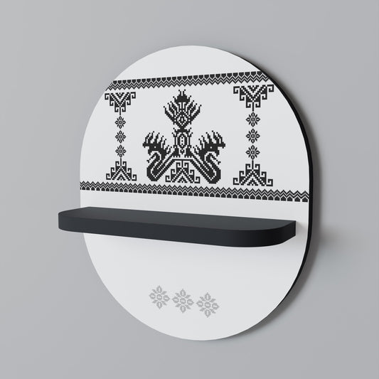 MYTHIC STITCH Oval Art Shelf In Black Finish