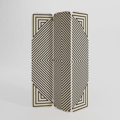 Divisorio per ambienti in compensato a 3 pannelli POLYGON ILLUSION