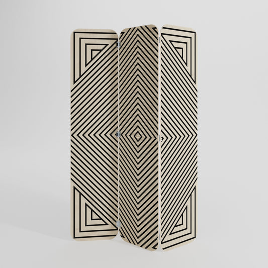 Divisorio per ambienti in compensato a 3 pannelli POLYGON ILLUSION