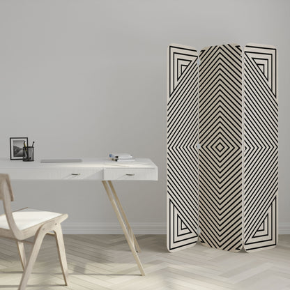 Divisorio per ambienti in compensato a 3 pannelli POLYGON ILLUSION