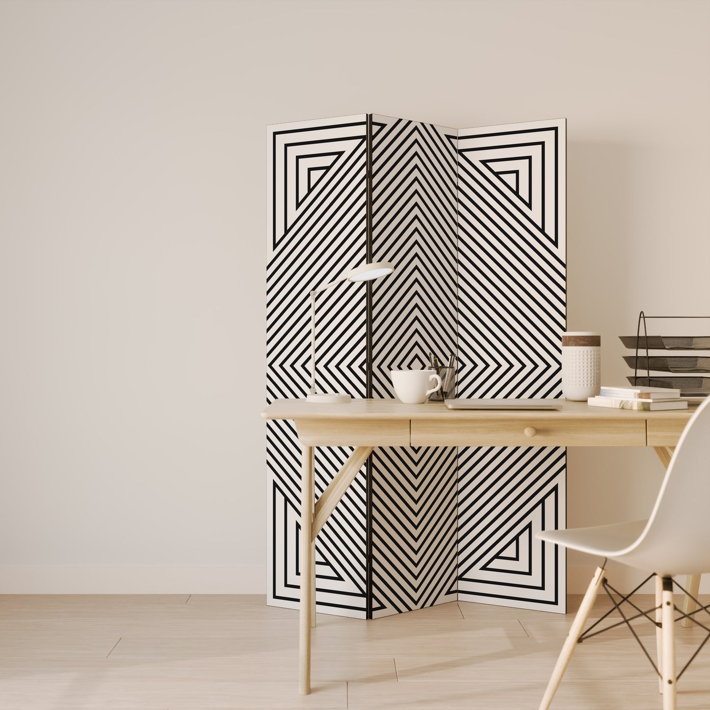 Divisorio decorativo per ambienti POLYGON ILLUSION a 3 pannelli