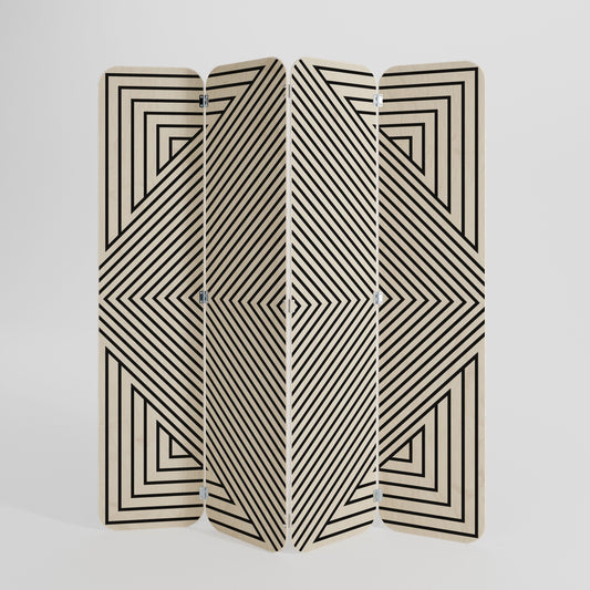 Divisorio per ambienti in compensato a 4 pannelli POLYGON ILLUSION