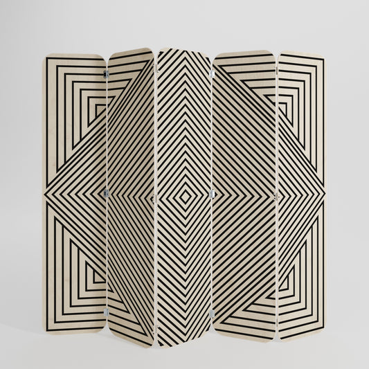 Divisorio per ambienti in compensato a 5 pannelli POLYGON ILLUSION