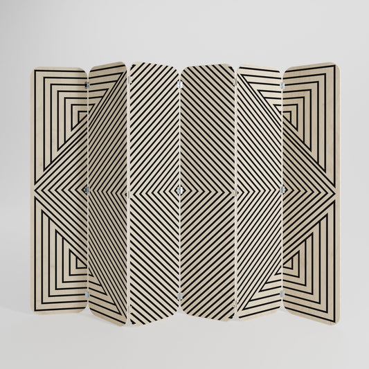Divisorio per ambienti in compensato a 6 pannelli POLYGON ILLUSION