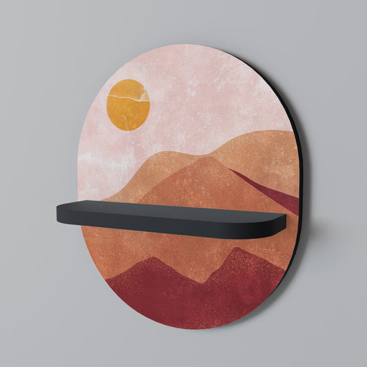 LUMINOUS SUNLIGHT Oval Art Shelf In Black Finish