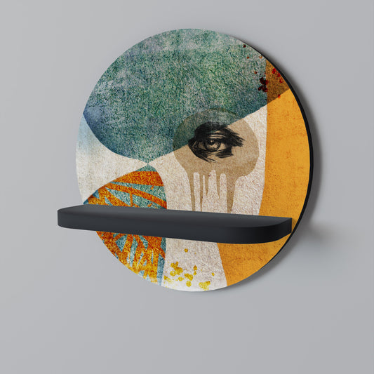 Mensola rotonda per opere d'arte ABSTRACT FACES in finitura nera