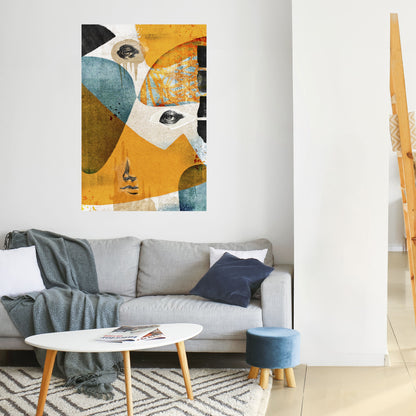 Poster verticale staccabile e attaccabile VOLTI ASTRATTATI