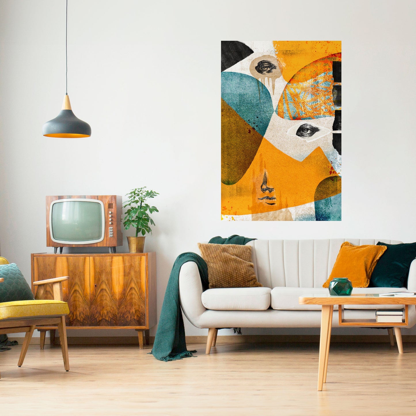 Poster verticale staccabile e attaccabile VOLTI ASTRATTATI