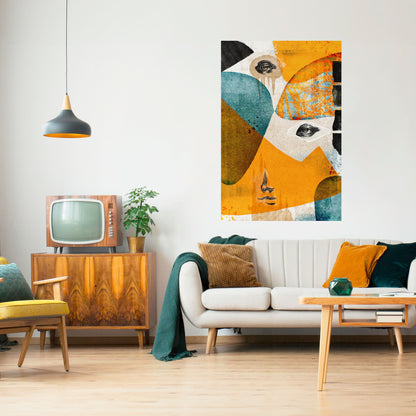 Poster verticale staccabile e attaccabile VOLTI ASTRATTATI