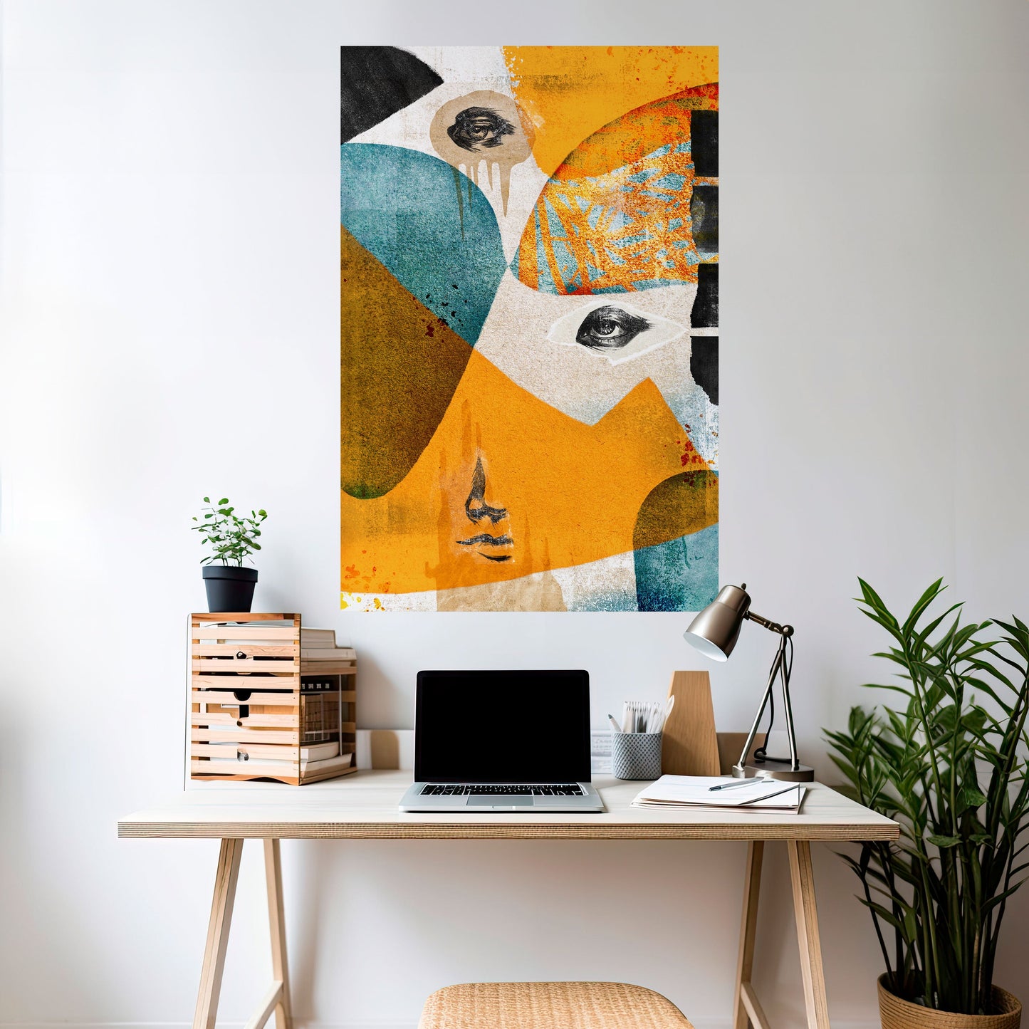 Poster verticale staccabile e attaccabile VOLTI ASTRATTATI
