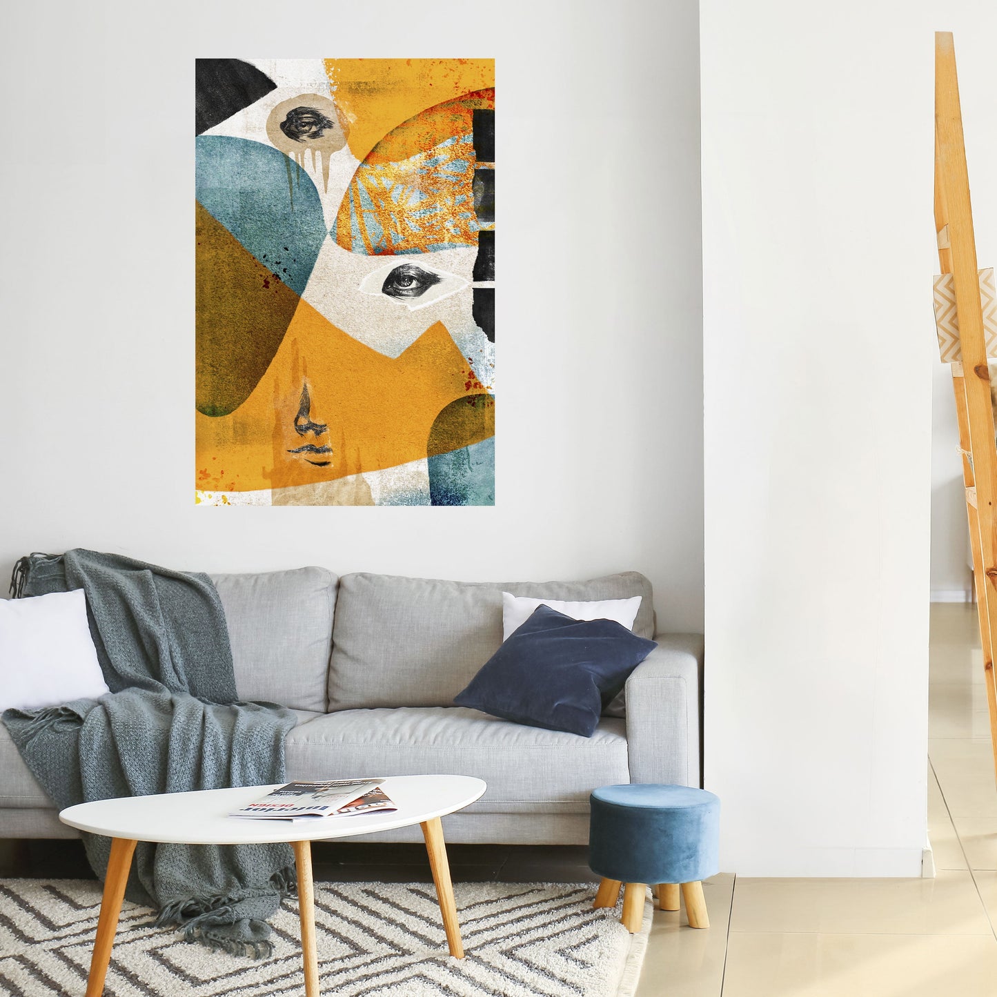 Poster verticale staccabile e attaccabile VOLTI ASTRATTATI