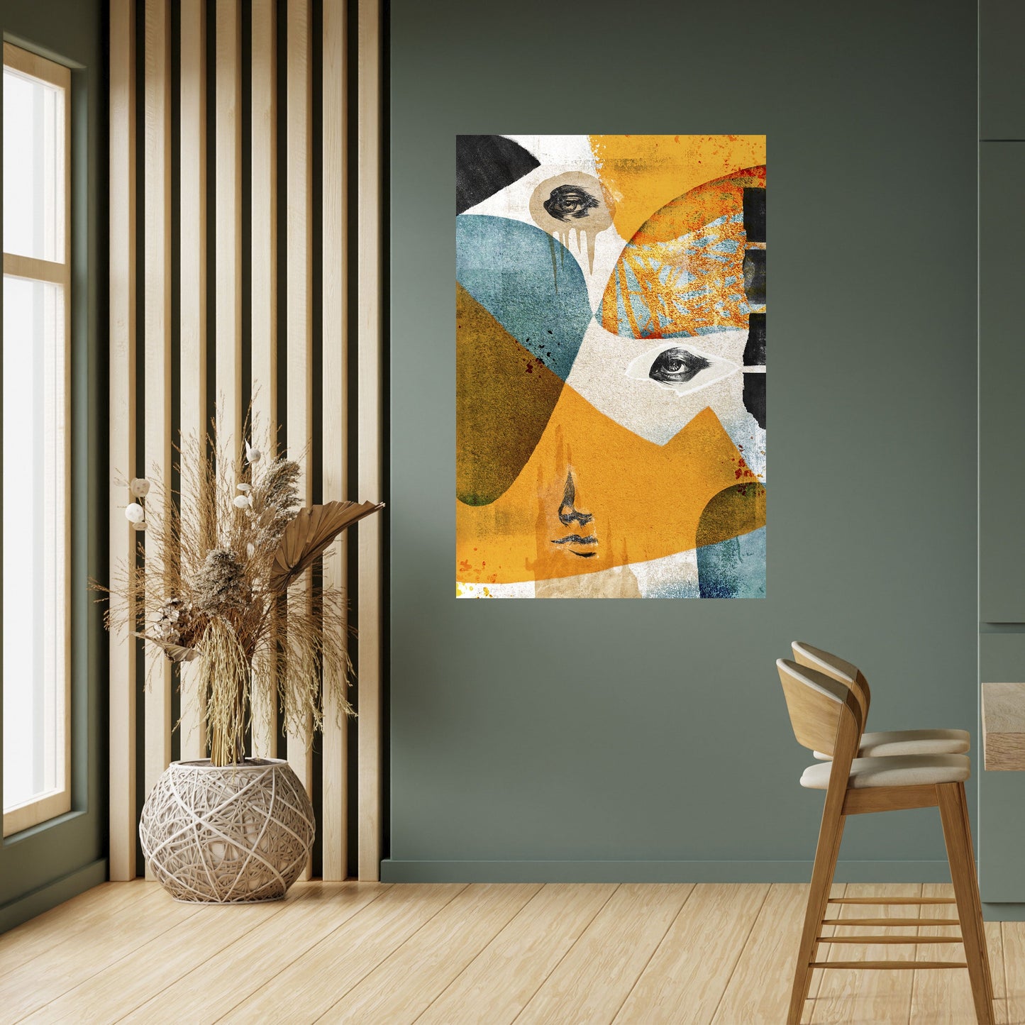 Poster verticale staccabile e attaccabile VOLTI ASTRATTATI
