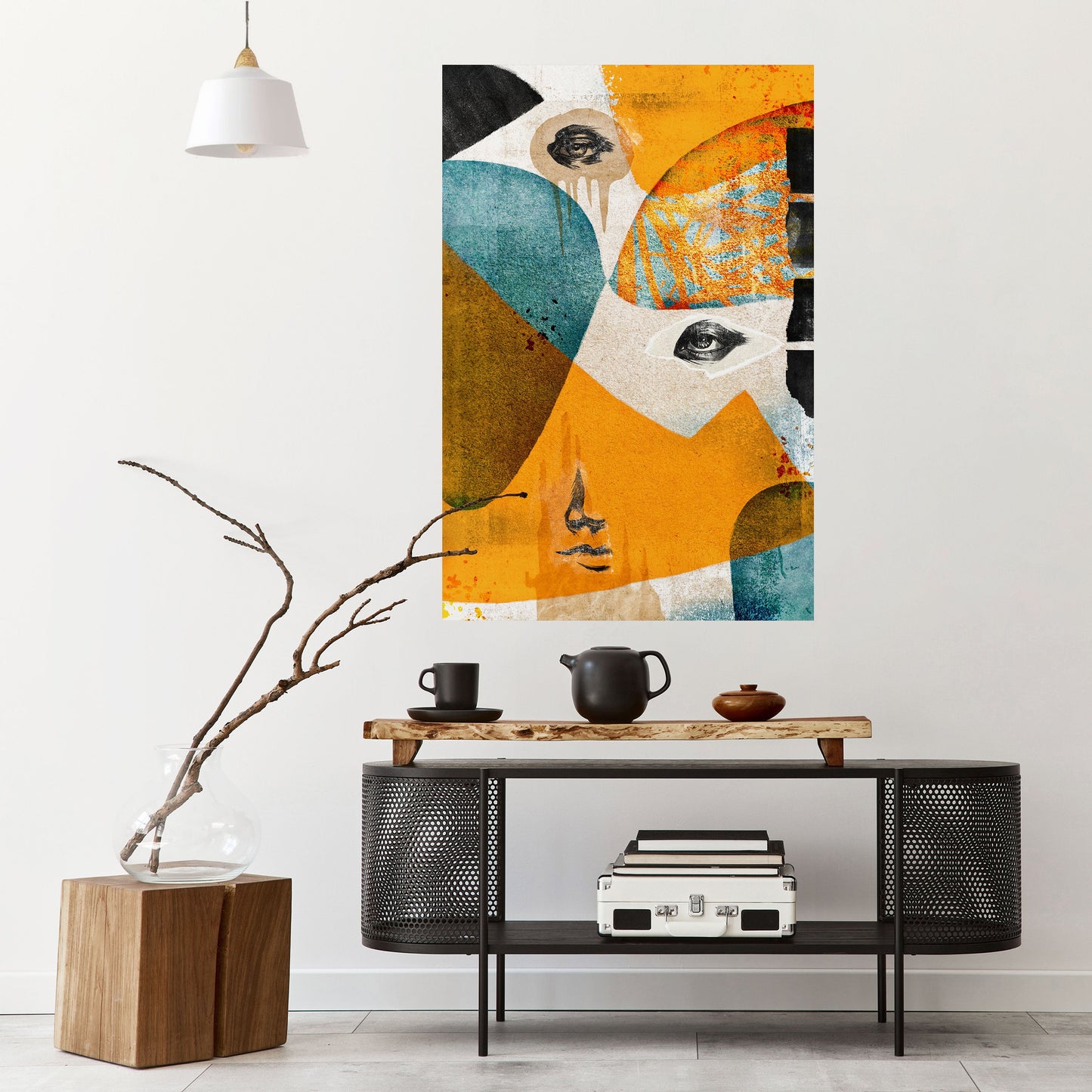 Poster verticale staccabile e attaccabile VOLTI ASTRATTATI