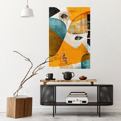 Poster verticale staccabile e attaccabile VOLTI ASTRATTATI
