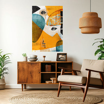 Poster verticale staccabile e attaccabile VOLTI ASTRATTATI