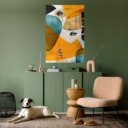 Poster verticale staccabile e attaccabile VOLTI ASTRATTATI