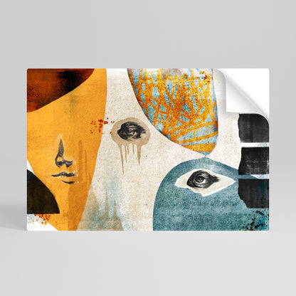 Poster orizzontale staccabile e attaccabile VOLTI ASTRATTATI