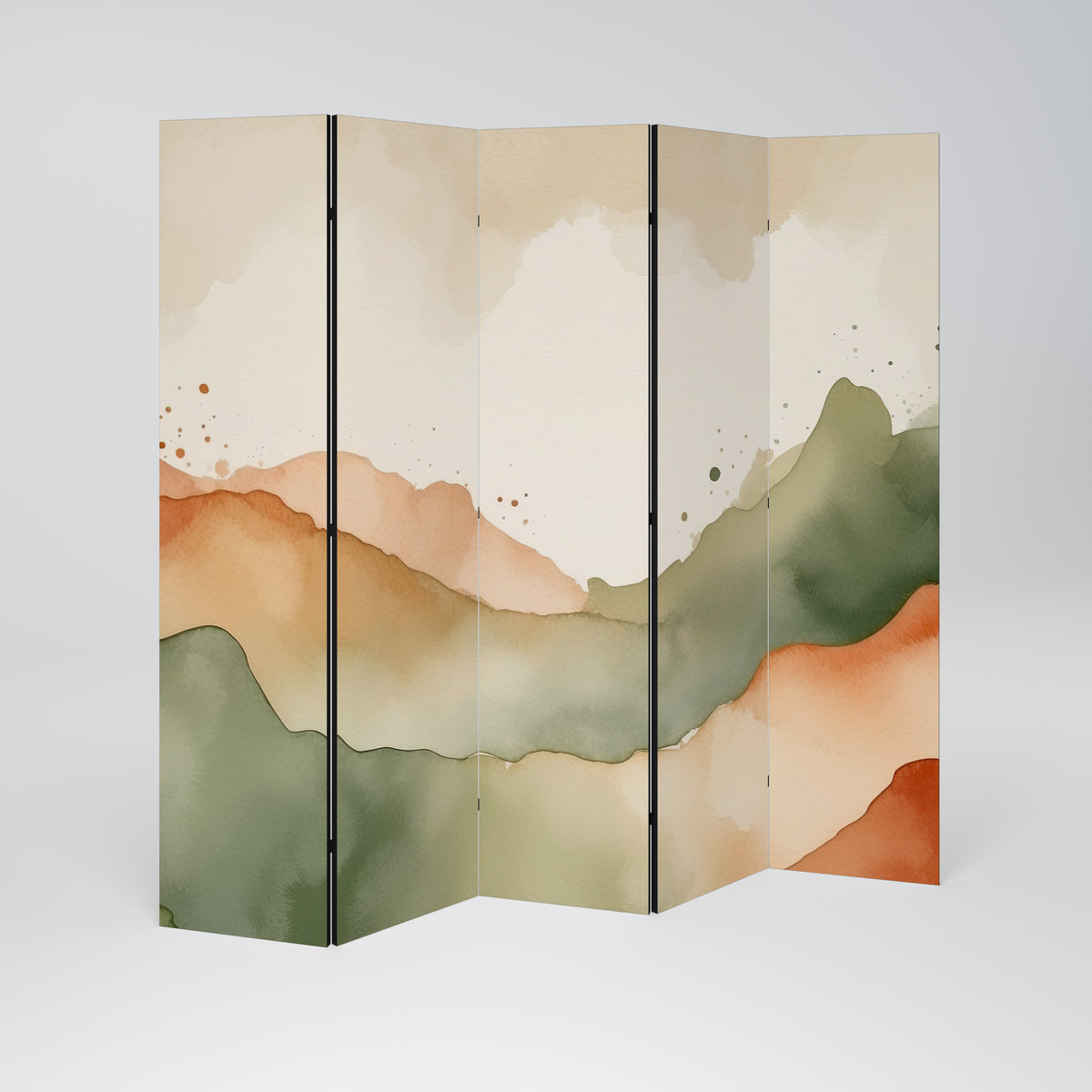 WATERCOLOUR PEAKS Paravento Decorativo a 5 Pannelli