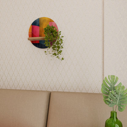 COLORFUL SOUNDS Mensola rotonda per l'arte in effetto rovere