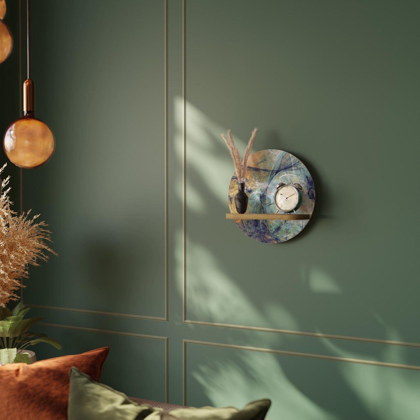 PENSIERI ASTRATTi Mensola rotonda per arte in effetto rovere