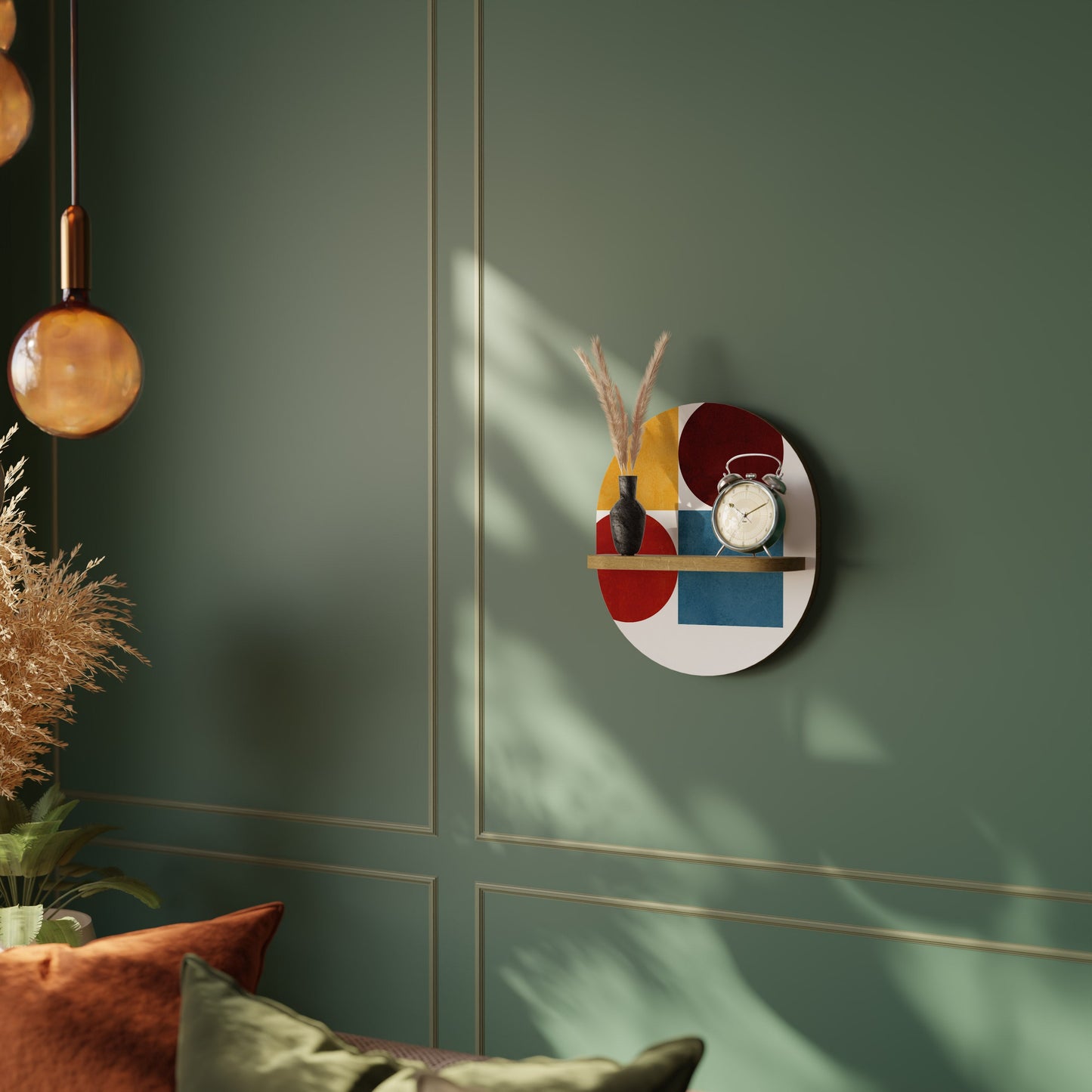 PUZZLE GEOMETRICO Mensola ovale in effetto rovere