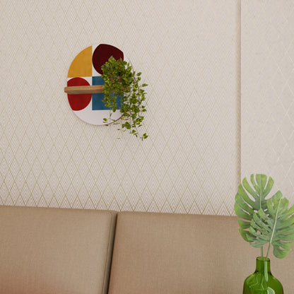 PUZZLE GEOMETRICO Mensola ovale in effetto rovere