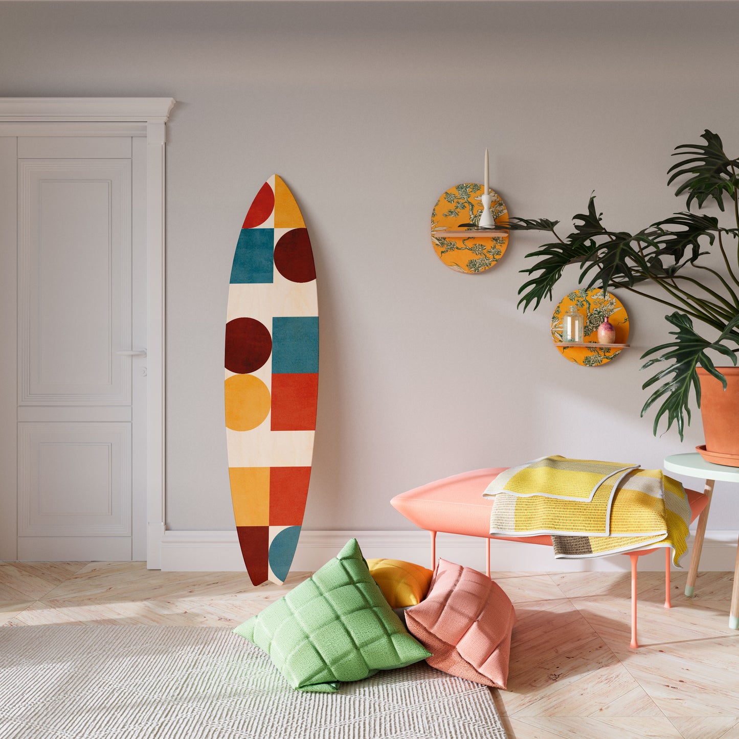 GEOMETRIC PUZZLE Decorative Plywood Surfboard
