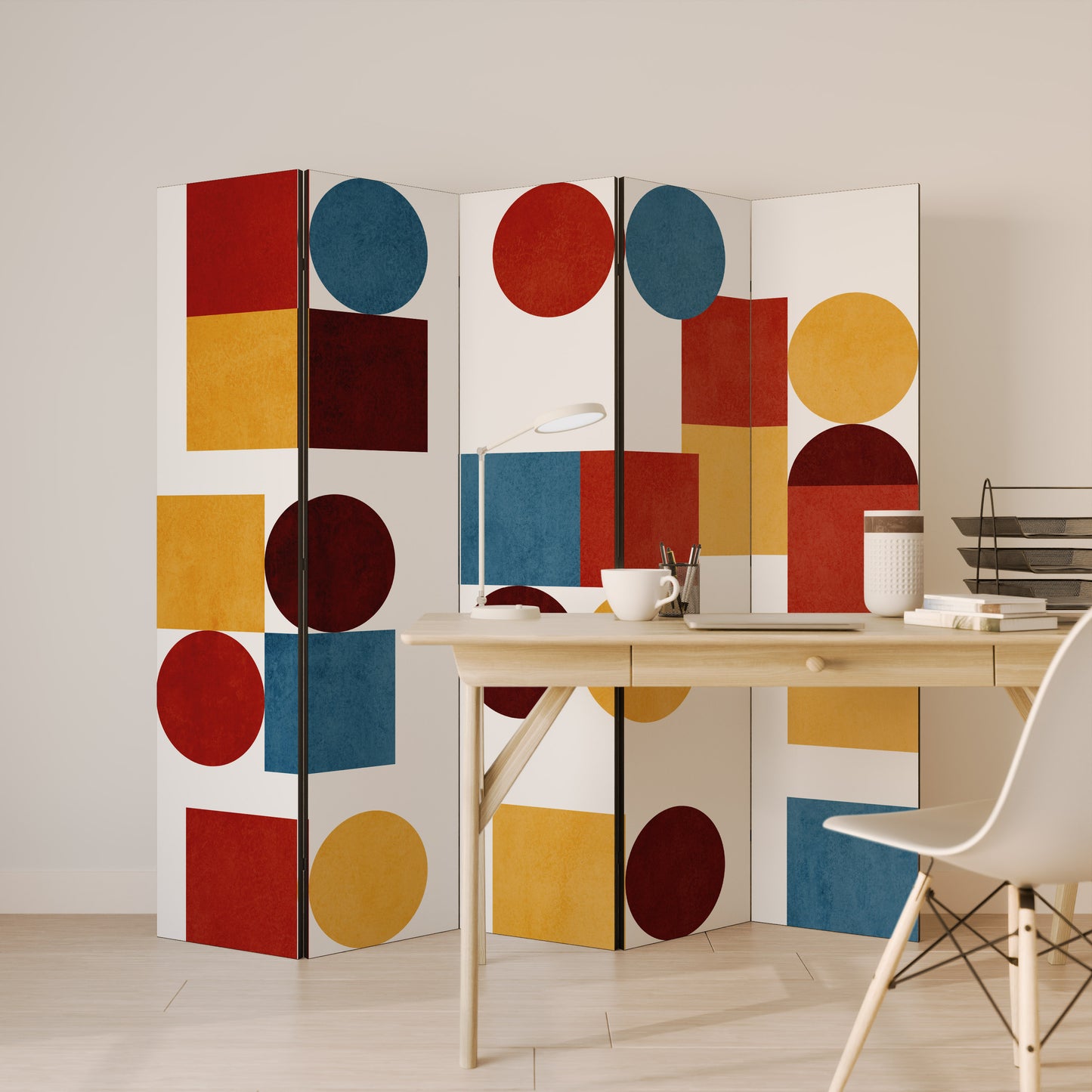 PUZZLE GEOMETRICO Divisorio decorativo per ambienti a 5 pannelli