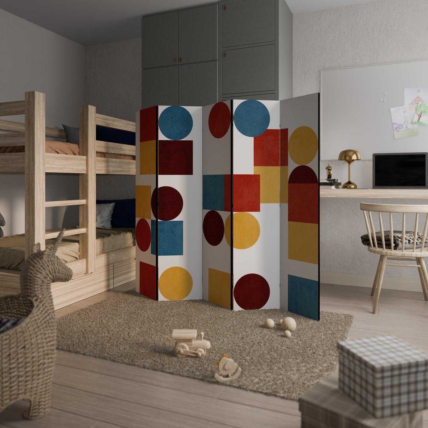 PUZZLE GEOMETRICO Divisorio decorativo per ambienti a 5 pannelli