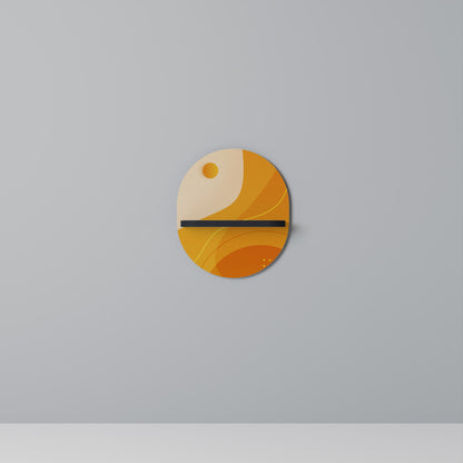 ORANGE ARRANGEMENT Oval Art Shelf In Black Finish