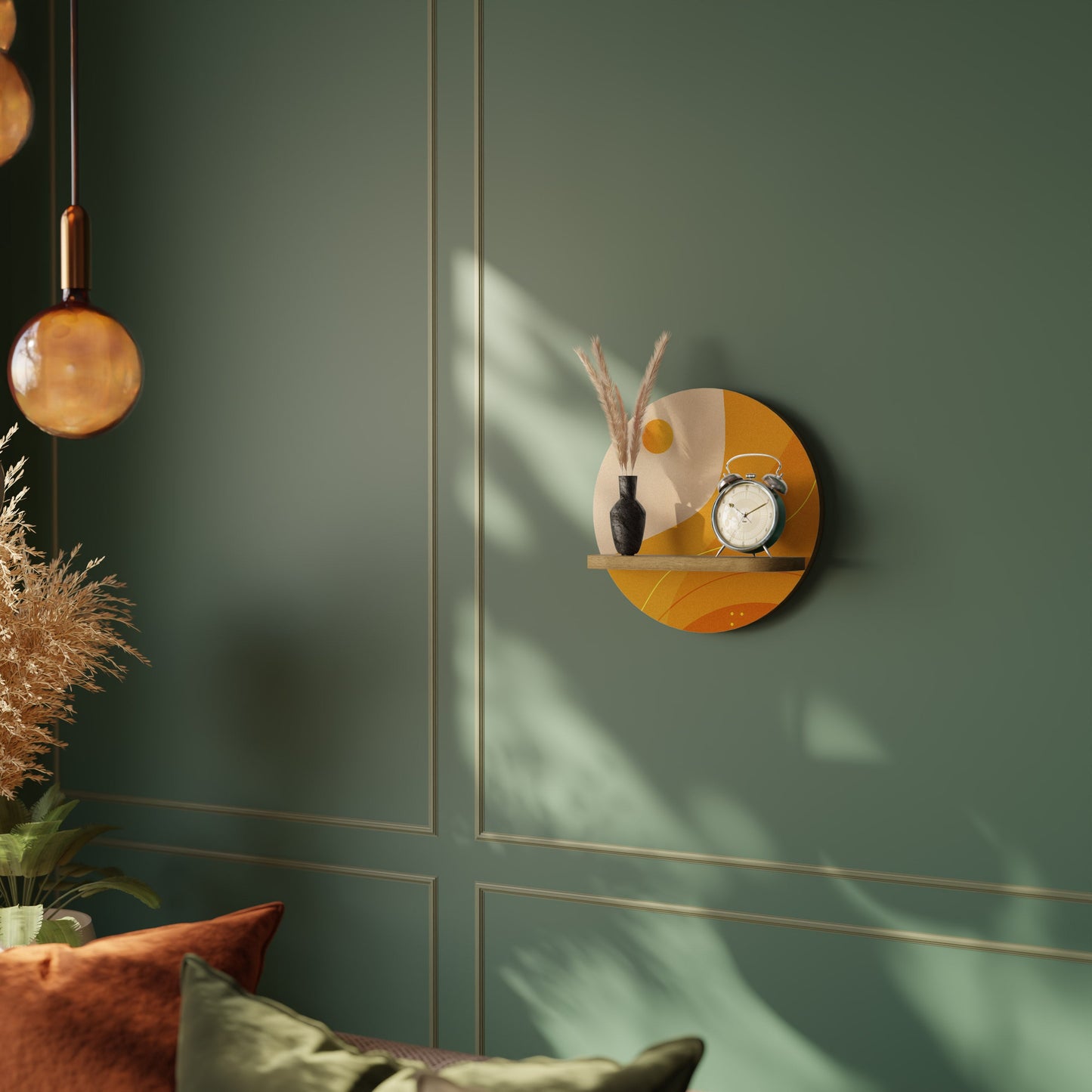 ORANGE ARRANGEMENT Mensola rotonda per arte in effetto rovere