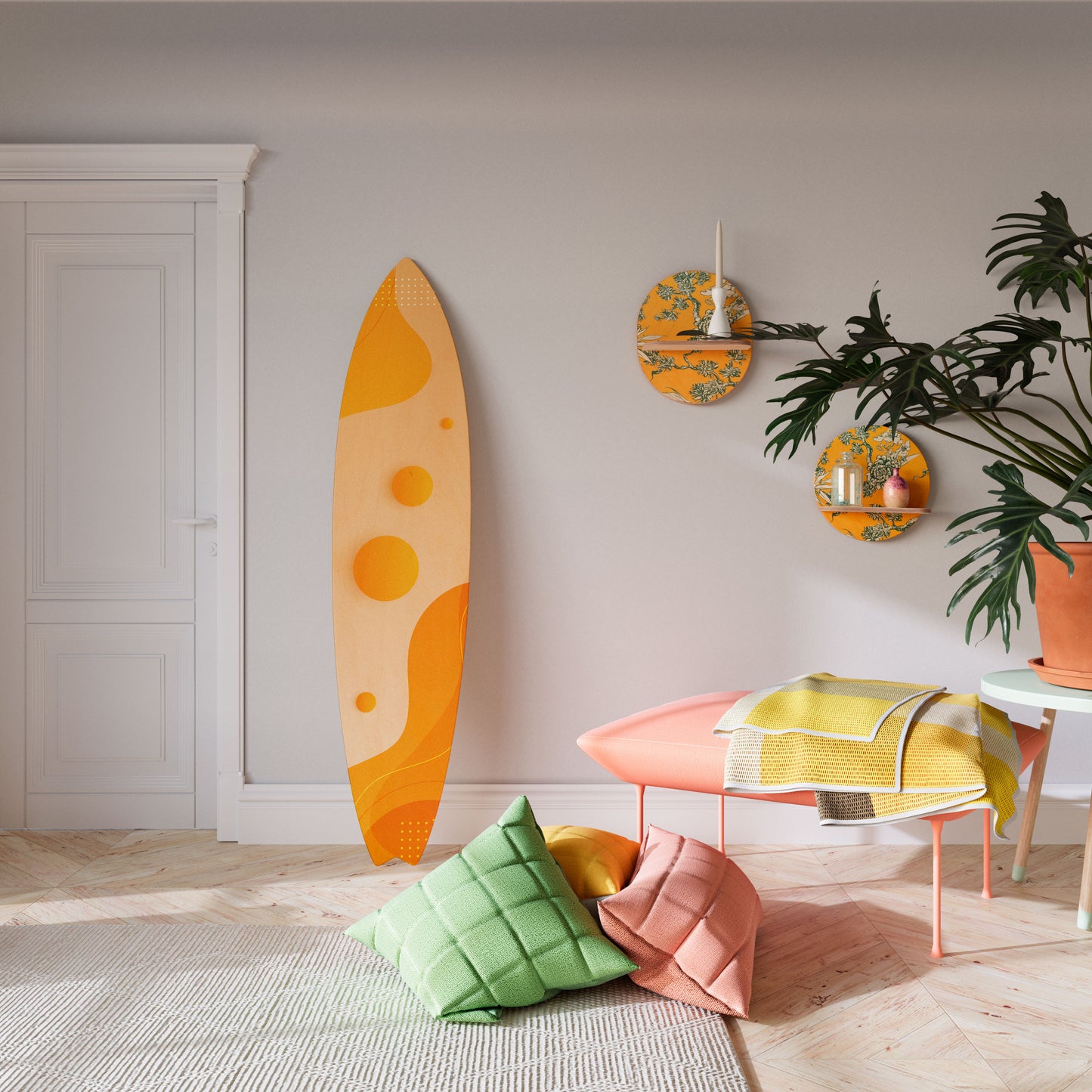 ORANGE ARRANGEMENT Decorative Plywood Surfboard