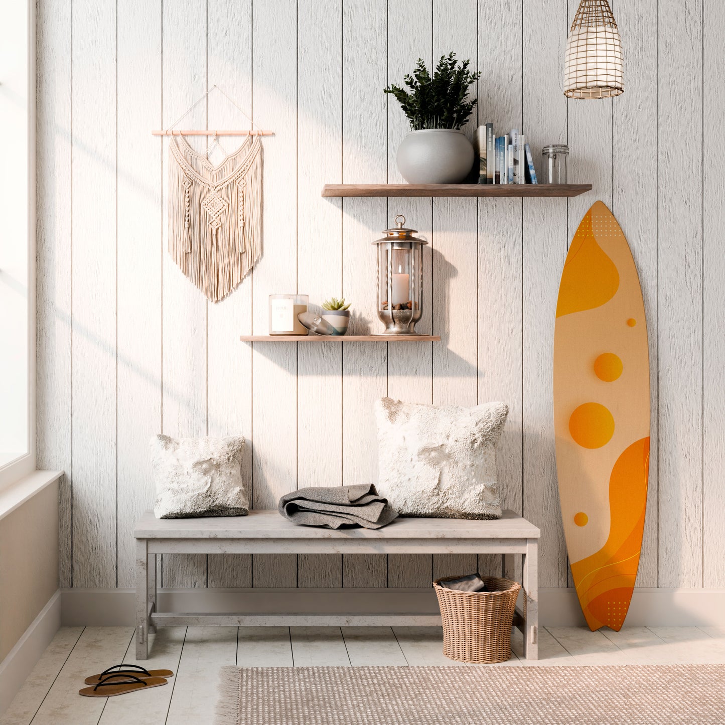 ORANGE ARRANGEMENT Decorative Plywood Surfboard