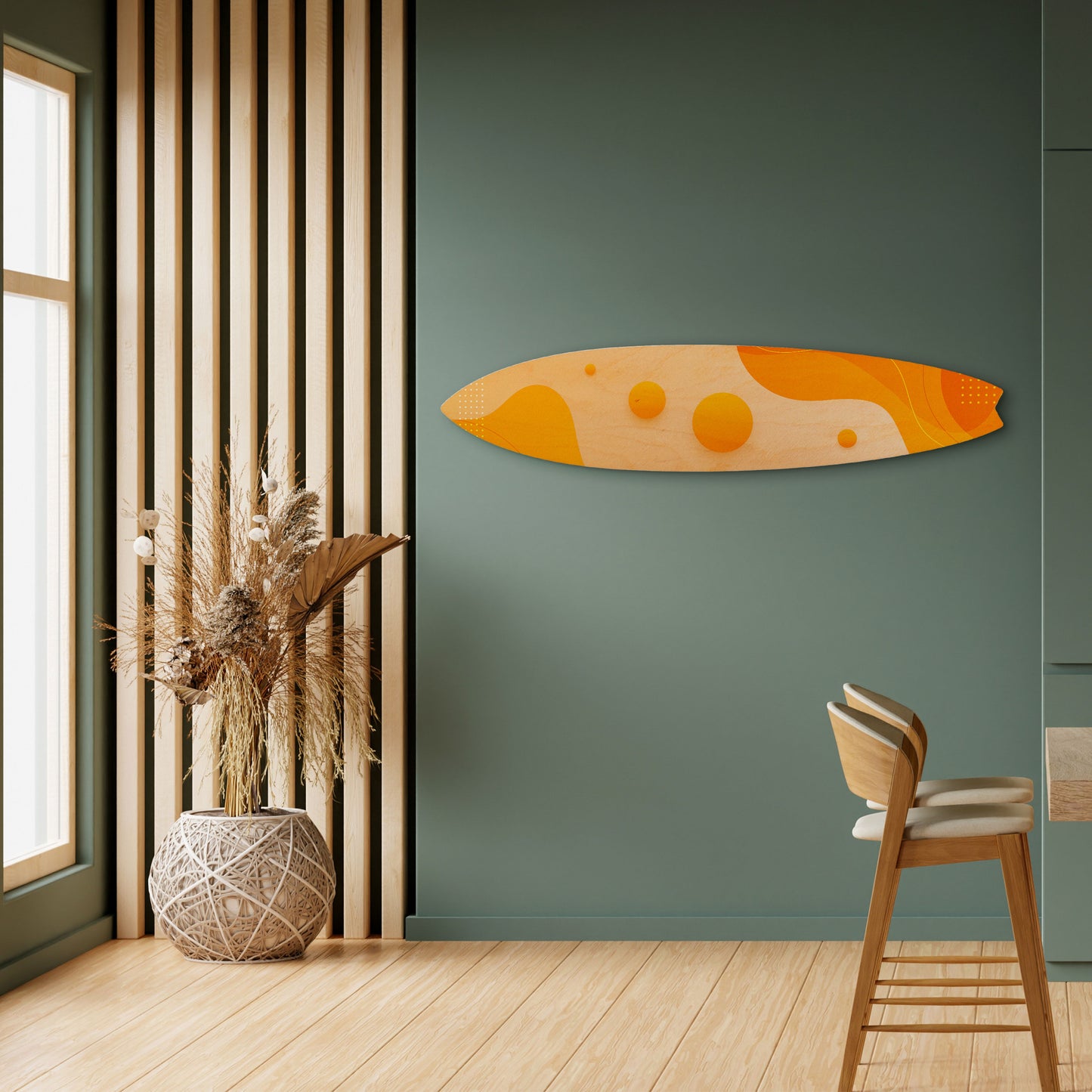 ORANGE ARRANGEMENT Decorative Plywood Surfboard