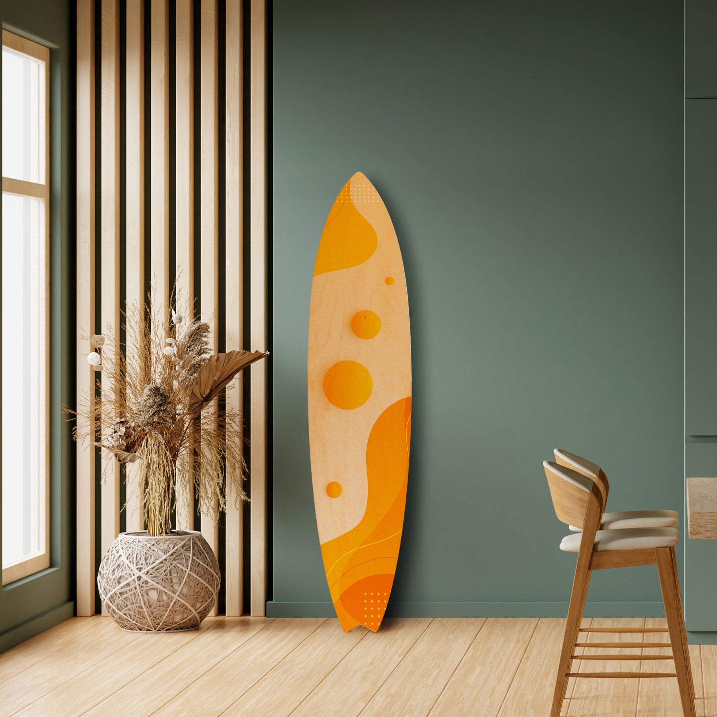 ORANGE ARRANGEMENT Decorative Plywood Surfboard