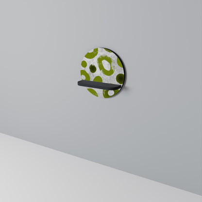 GREEN RHAPSODY Round Art Shelf In Black Finish