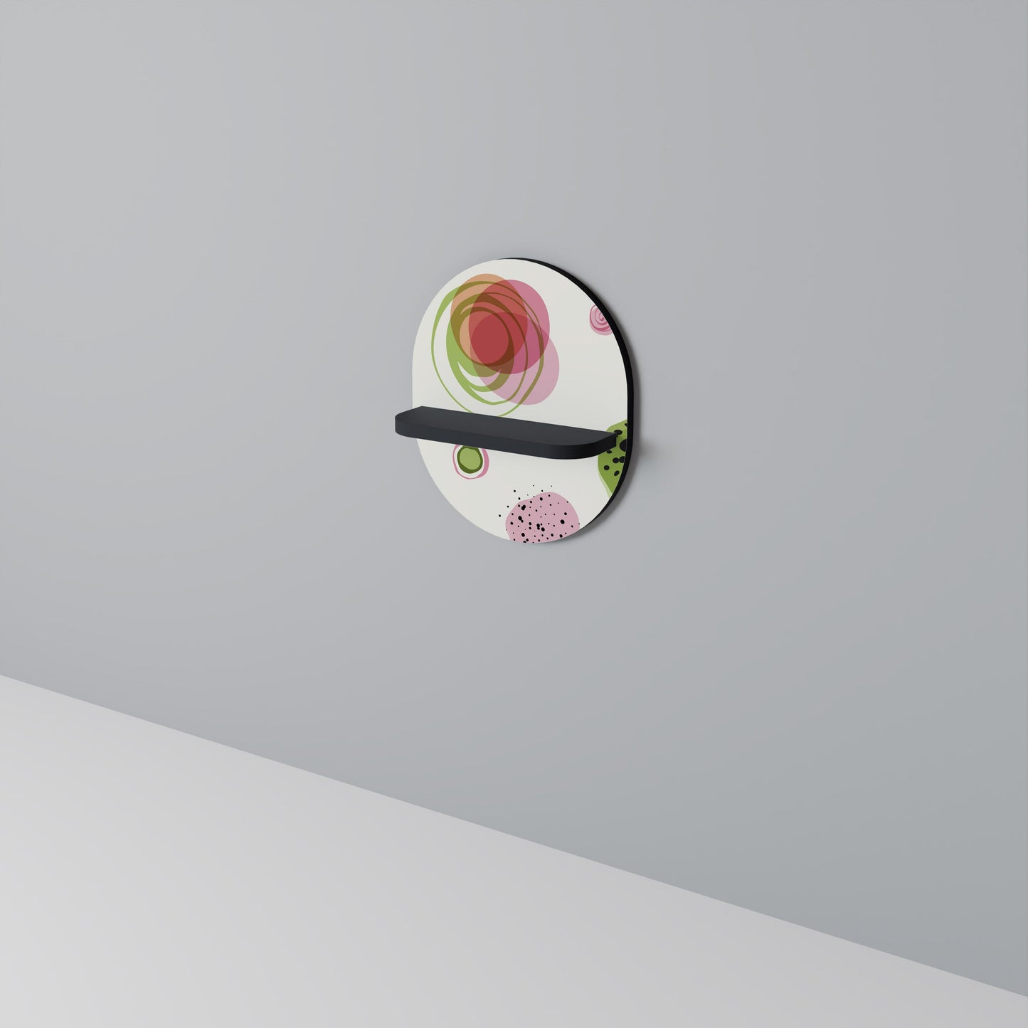 COLORFUL COSMOS Oval Art Shelf In Black Finish