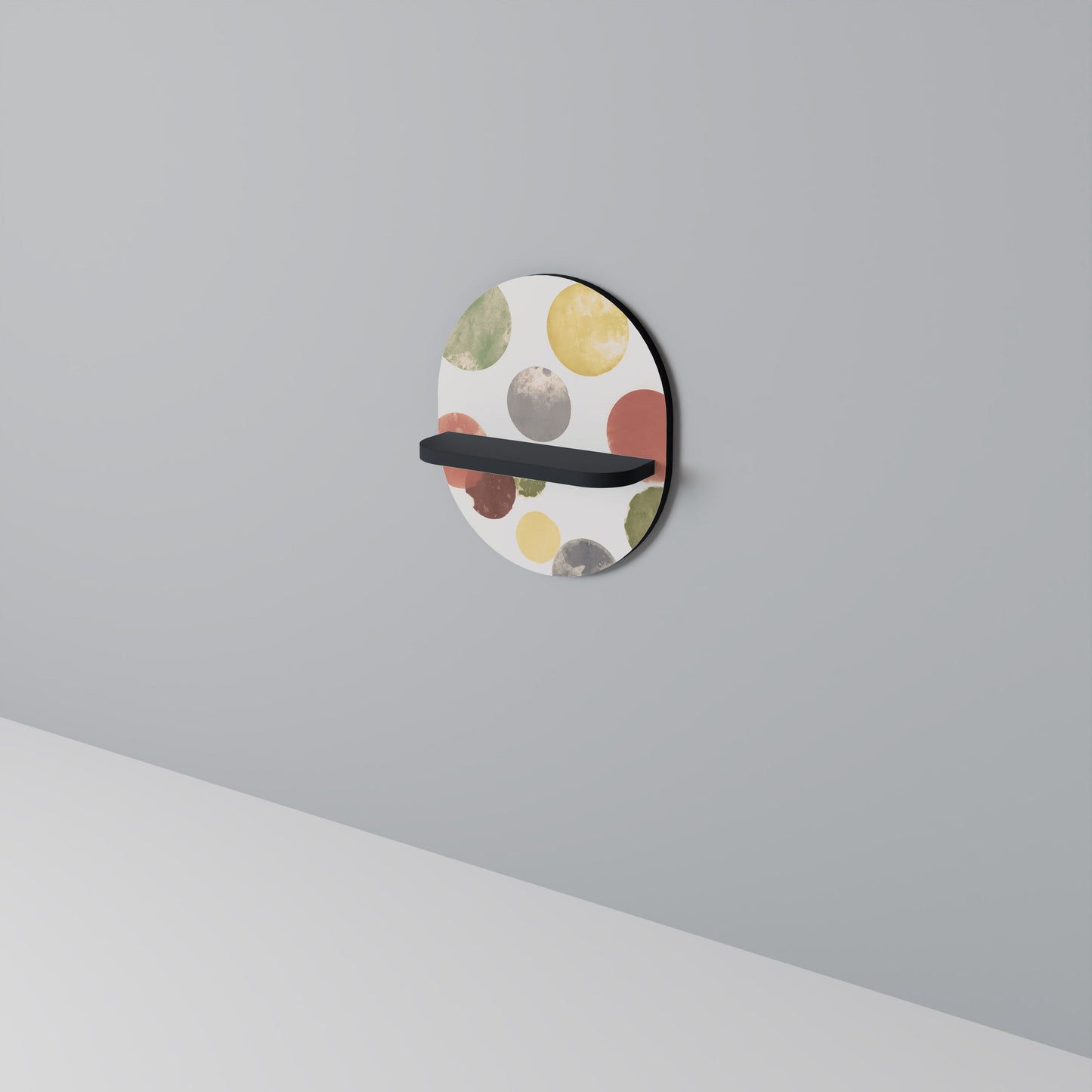 FLEETING HAPPINESS Oval Art Shelf In Black Finish