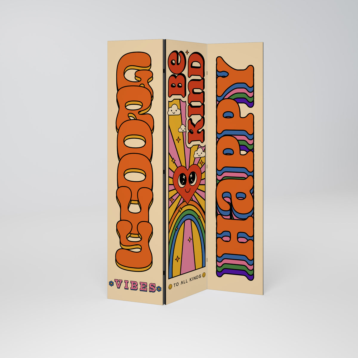 GROOVY POSTERS Paravento Decorativo a 3 Pannelli