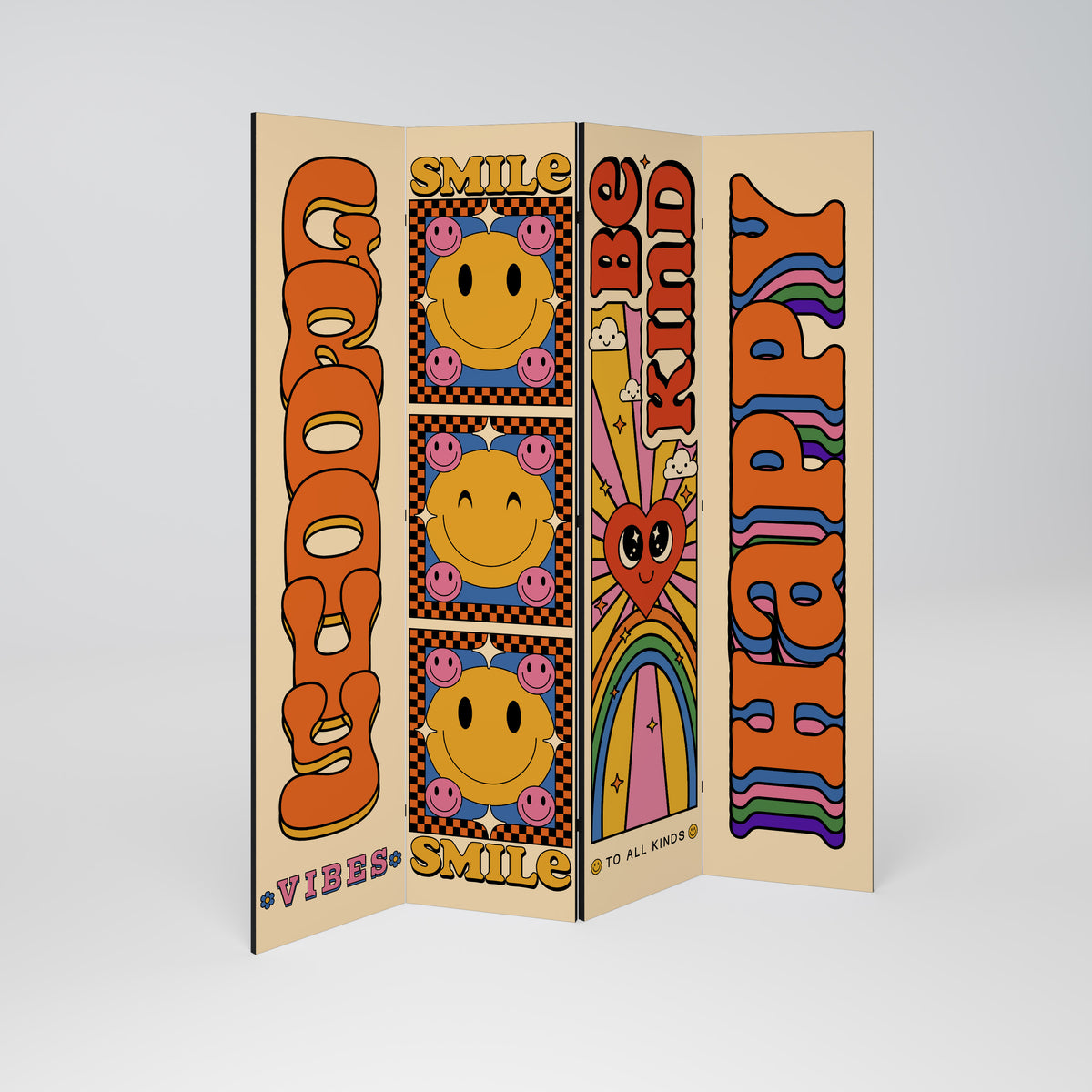 GROOVY POSTERS Paravento Decorativo a 4 Pannelli