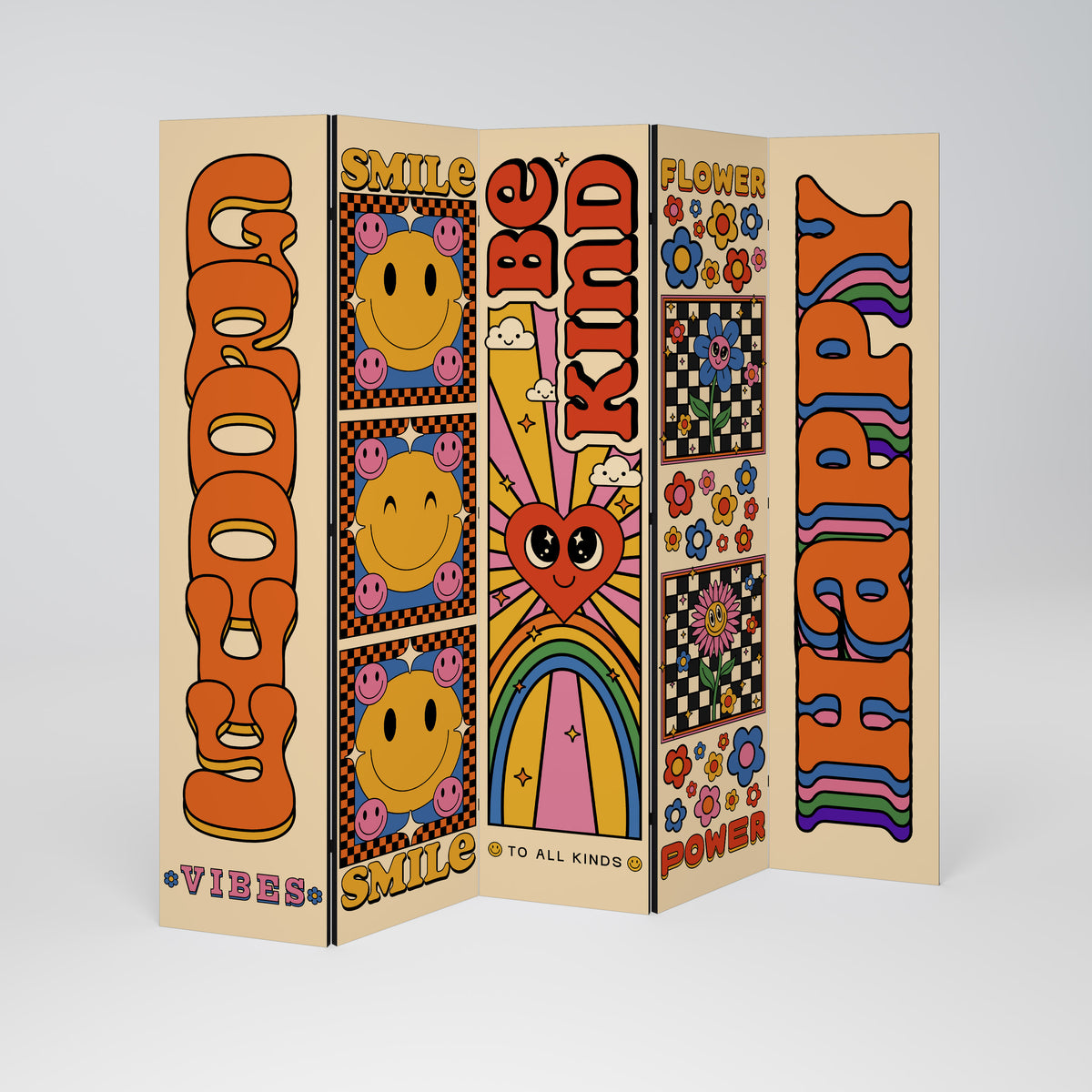 GROOVY POSTERS Paravento Decorativo a 5 Pannelli