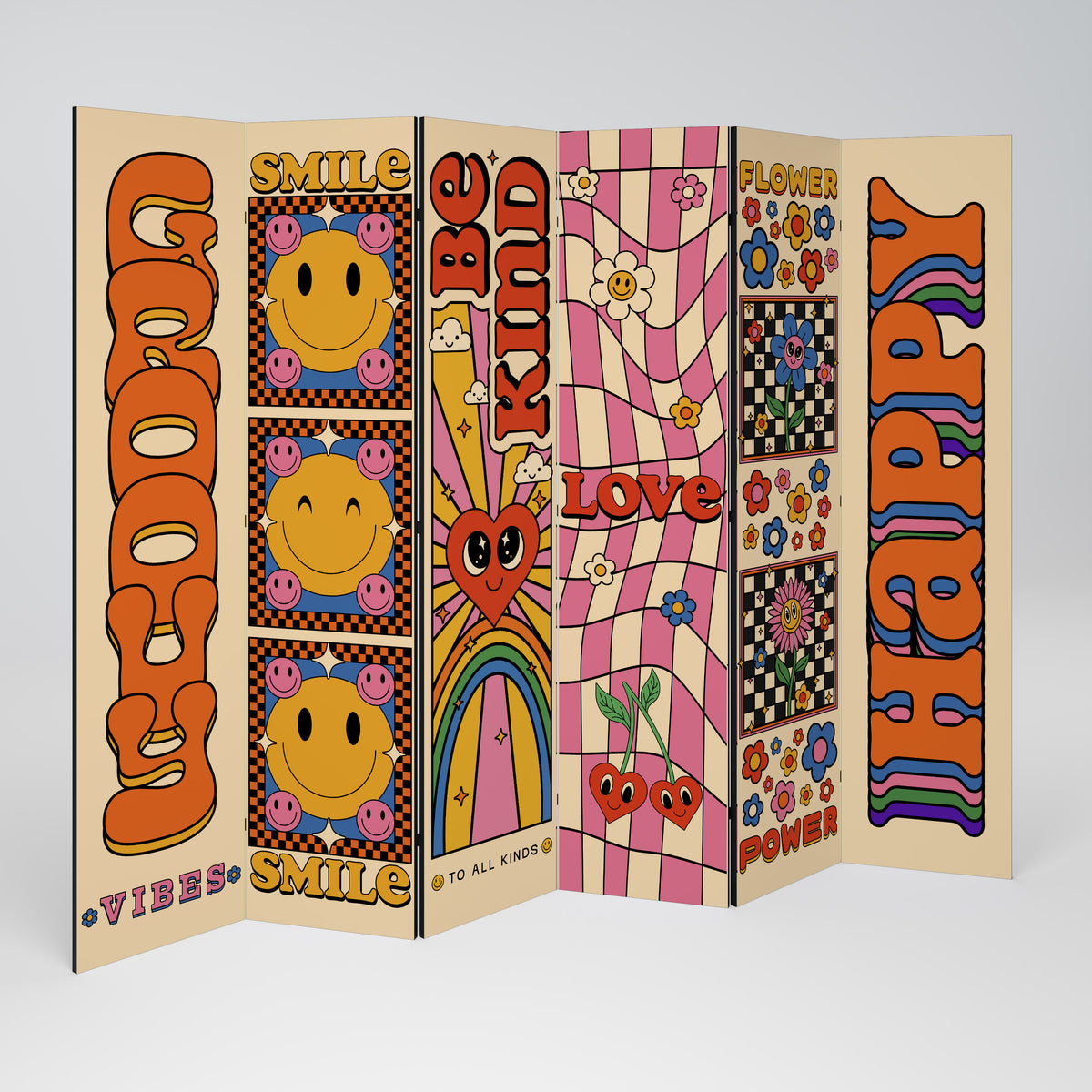 GROOVY POSTERS Decorative 6-Panel Room Divider